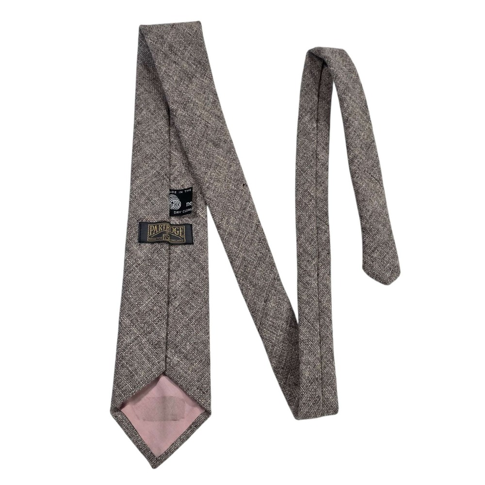 Partridge of England Tweed Wool Tie Brown Textured Mens Necktie Classic Style